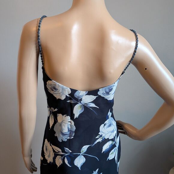 Vintage 90s Y2K Jessica McClintock Floral Gown Bejeweled Straps Maxi Dress 8 - Picture 7 of 11